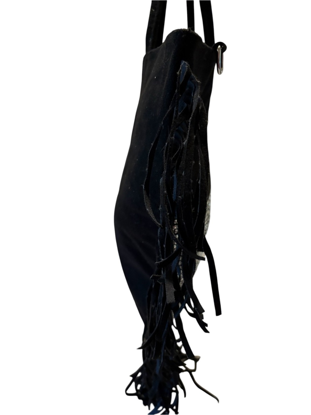 Fringe and Rhinestone Decor Triangle Shoulder Tote Bag. - Picture 2 of 8